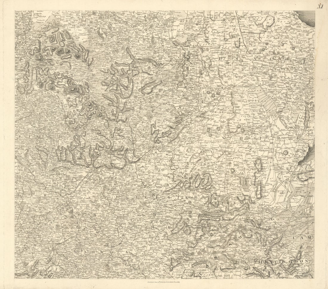 #11 East Midlands / Central England. Stockdale 1809 old antique map plan chart (1 of 1)