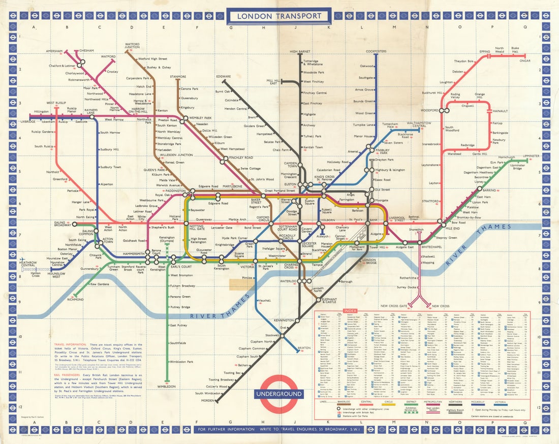 London Underground quad royal poster map. Heathrow extension u/c. GARBUTT 1971 (1 of 1)