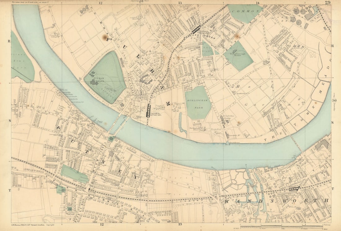 FULHAM & PUTNEY Wandsworth Sands End East Putney Parsons Green 1886 old map (1 of 1)