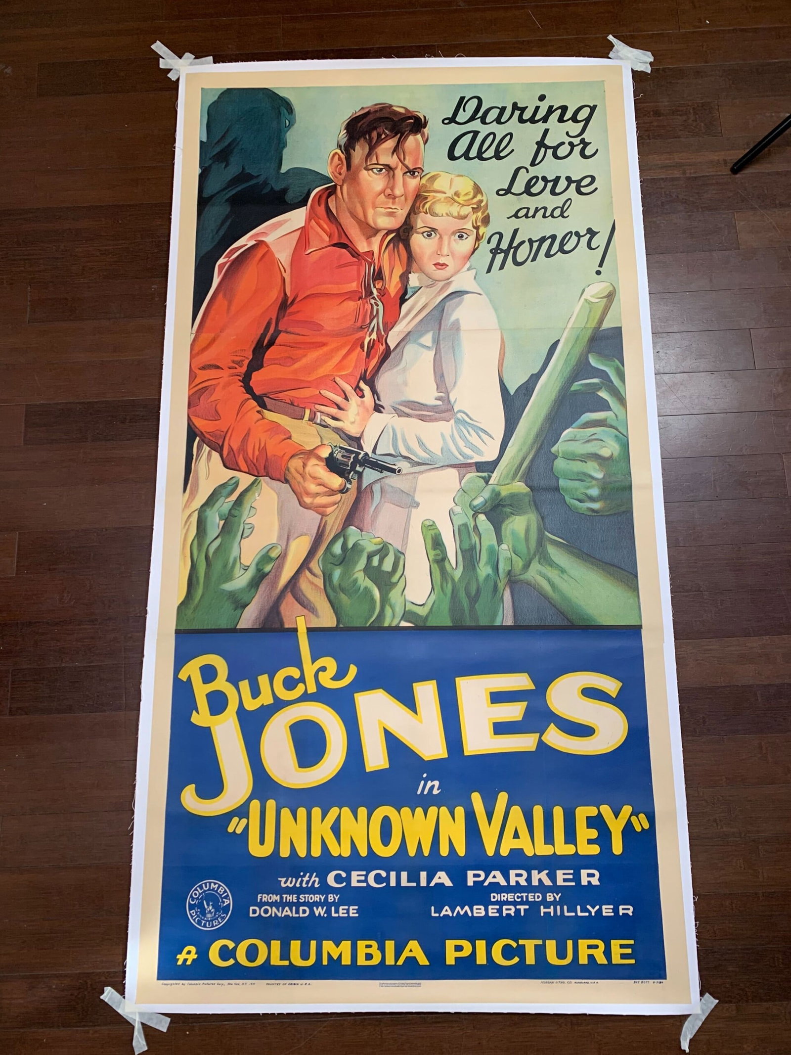 Unknown Valley - Buck Jones (1933) US Three Sheet Movie Poster LB: Title: Unknown Valley - Buck Jones (1933) US Three Sheet Movie Poster LB Description: Unknown Valley - Buck Jones (1933) US Three Sheet Movie Poster LB\n\nPlease refer to the attached photos to determ