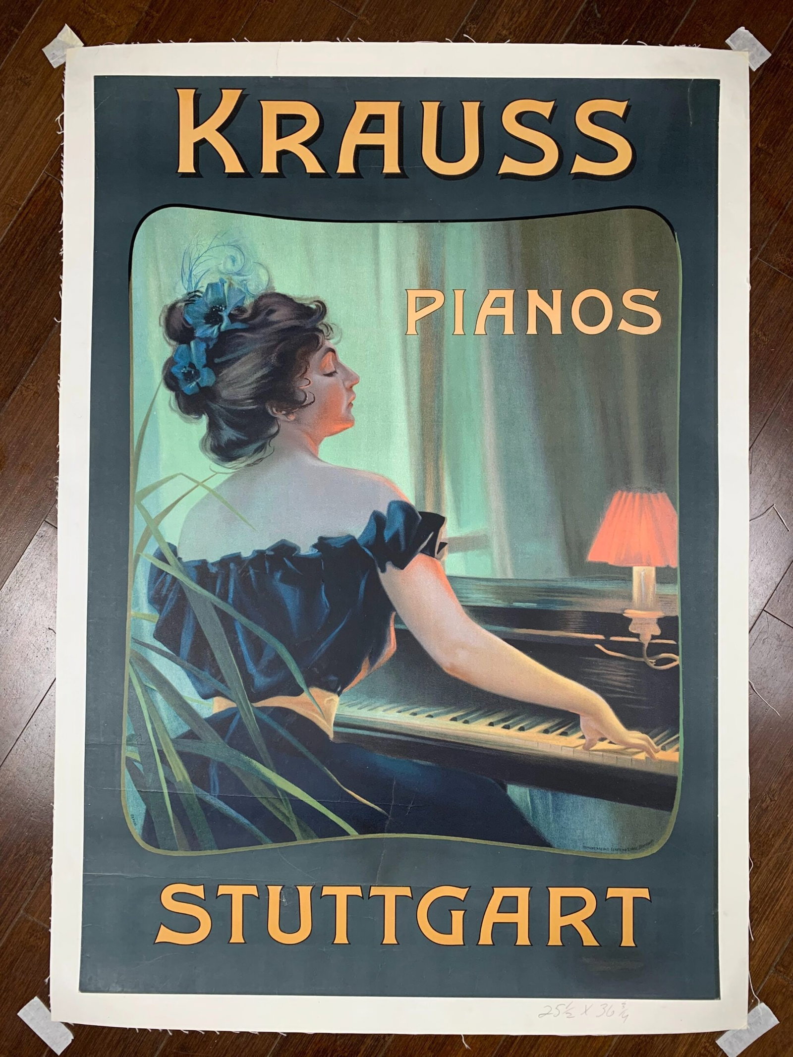 Krauss Pianos - Stuttgart (1900's) 25x36.25 German Advertising Poster LB: Title: Krauss Pianos - Stuttgart (1900's) 25x36.25 German Advertising Poster LB Description: Krauss Pianos - Stuttgart (1900's) 25x36.25 German Advertising Poster LB\n\nPlease refer to the attached