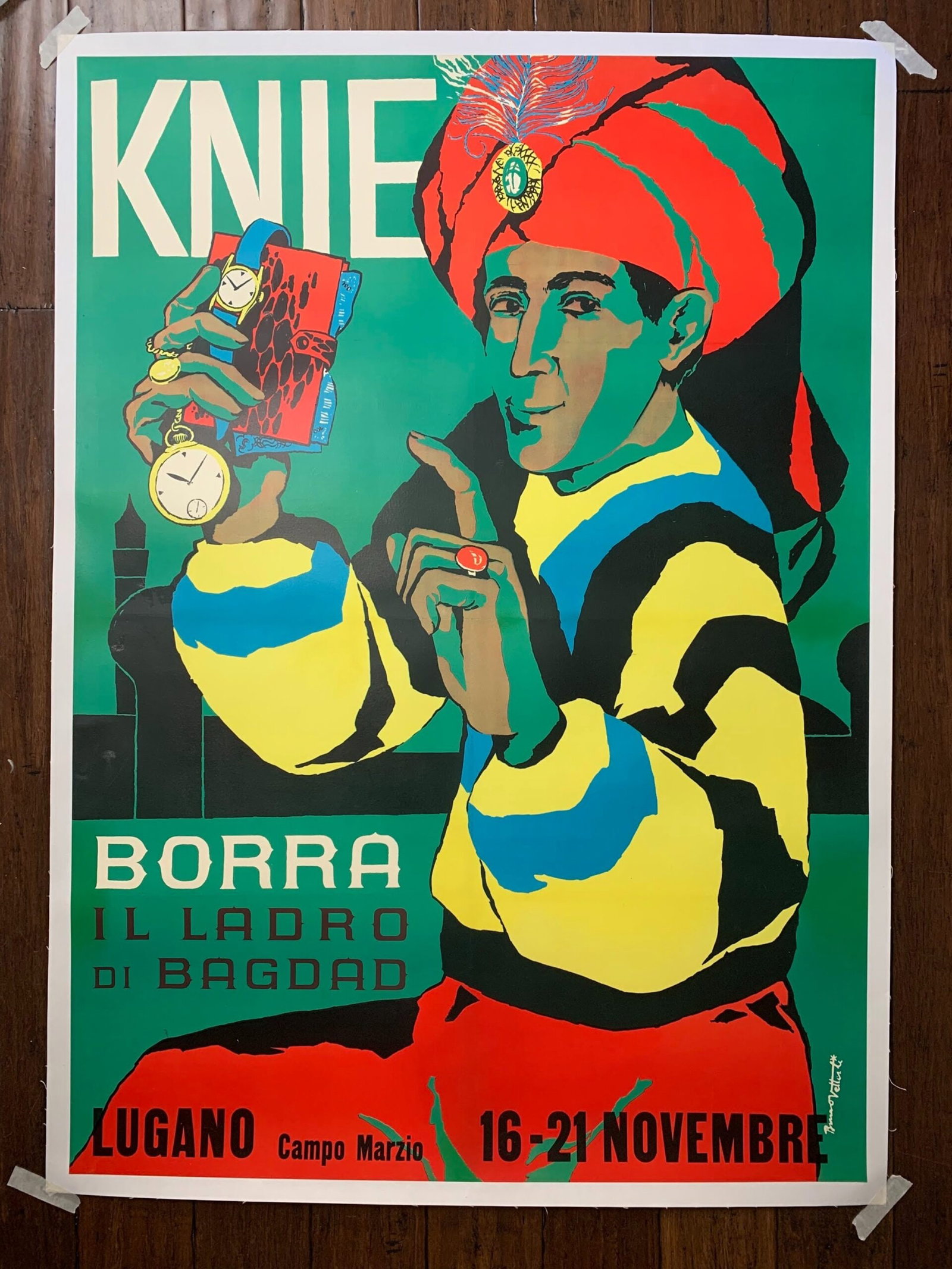 Knie - Borra - Art By Emil Bruno Vetterli (1956) 34.6x49.2 Italian Circus Poster LB (1 of 7)
