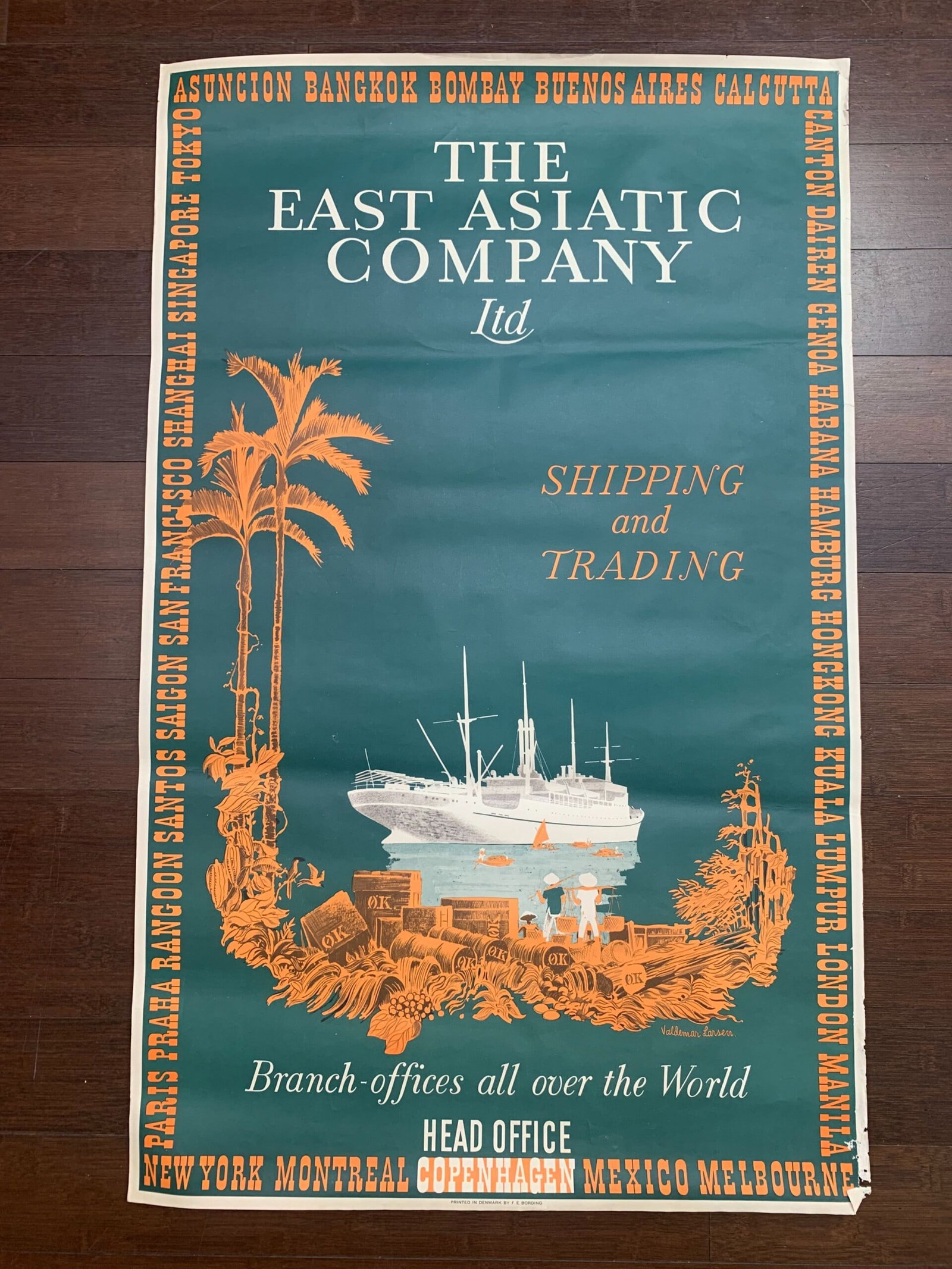 East Asiatic Company - Art by Valdemar Larsen (1941) 24.4x39.4 UK Advertising Poster: Title: East Asiatic Company - Art by Valdemar Larsen (1941) 24.4x39.4 UK Advertising Poster Description: East Asiatic Company - Art by Valdemar Larsen (1941) 24.4x39.4 UK Advertising Poster\n\nPlease