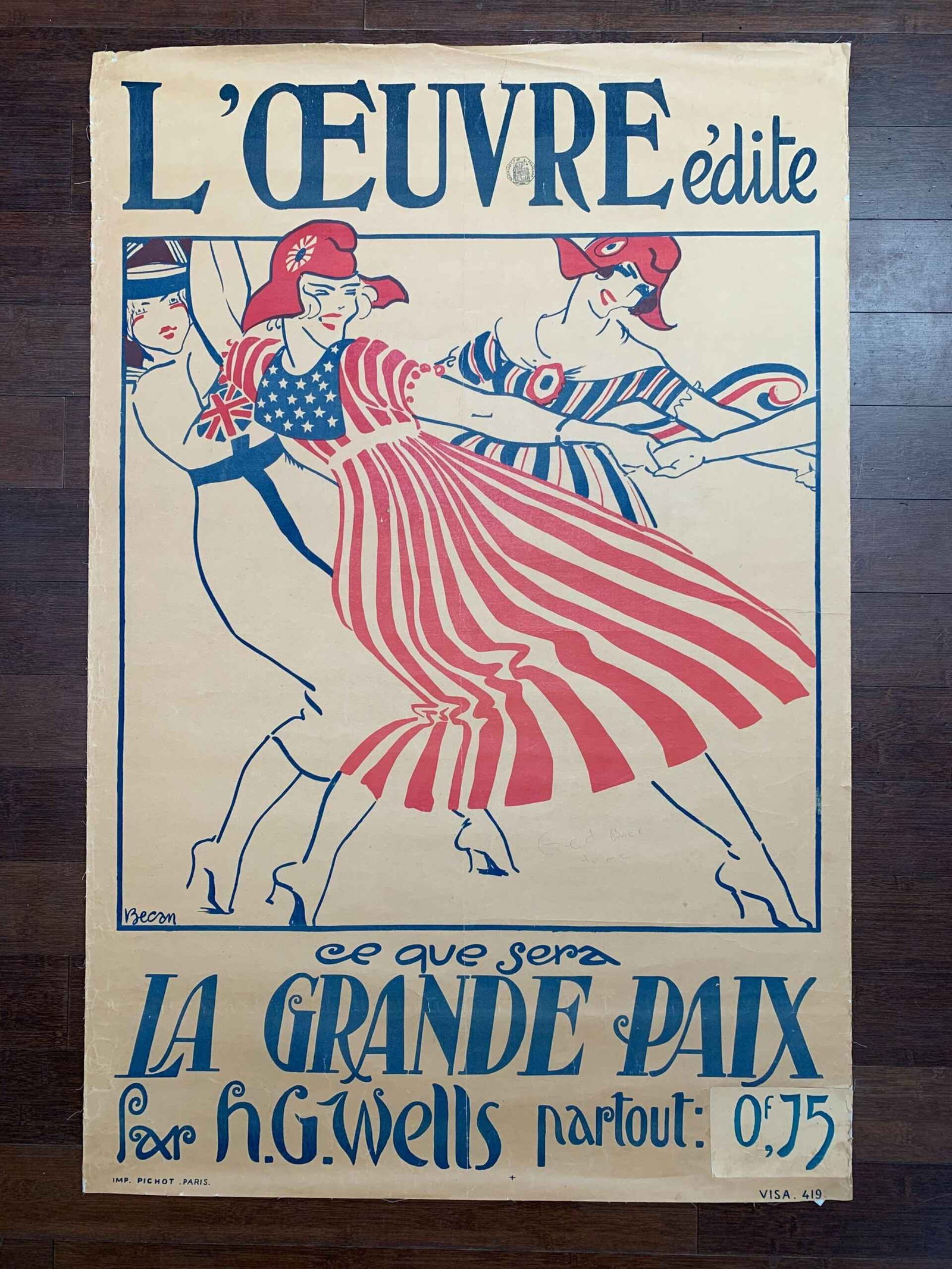 L'Oeuvre La Grand Prix - Art by Bernard Becan (1919) 31x46 French Lithograph Poster LB: Title: L'Oeuvre La Grand Prix - Art by Bernard Becan (1919) 31x46 French Lithograph Poster LB Description: L'Oeuvre La Grand Prix - Art by Bernard Becan (1919) 31x46 French Lithograph Poster