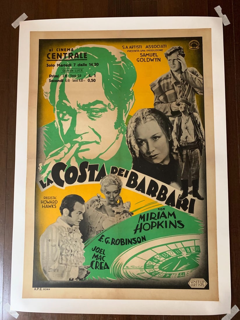 Barbary Coast - Edward G. Robinson (1935) 27.5x39.375 Italian Movie Poster LB: Title: Barbary Coast - Edward G. Robinson (1935) 27.5x39.375 Italian Movie Poster LB Description: Barbary Coast - Edward G. Robinson (1935) 27.5x39.375 Italian Movie Poster LB\n\nPlease refer to the
