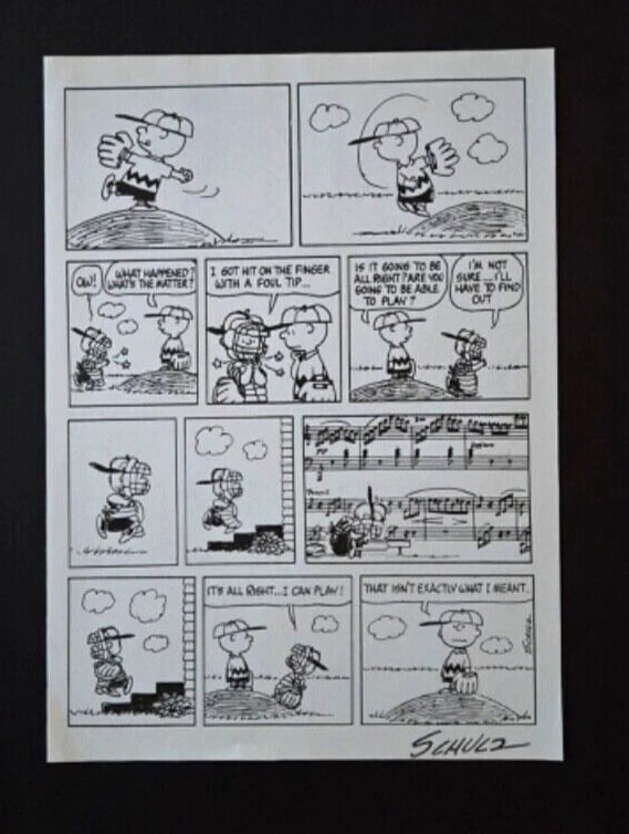 Charles Schulz + Signed Vintage 1968 Peanuts Snoopy Cartoon + New Golden Frame - 3