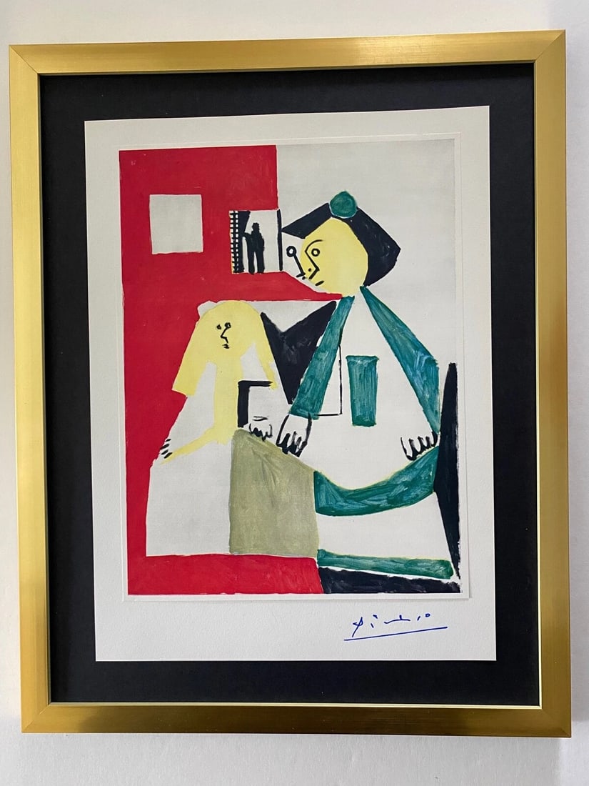 PABLO PICASSO+ ORIGINAL 1969 + SIGNED + HAND TIPPED COLOR PLATE MAIDS OF HONOR: Beautiful and Scarce Original 1969 Hand Tipped Color Plate After PABLO PICASSO " The Maids of Honor " FACSIMILE SIGNATURE IN BLUE INK Art Print is about 12 X 9 in. PABLO PICASSO 1969 COLOR PLATE HAND 