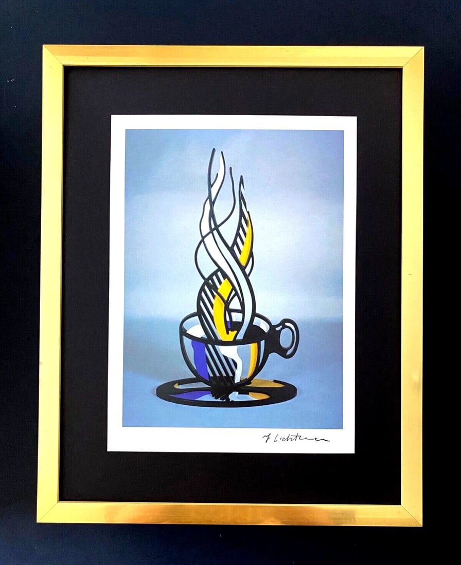 Roy Lichtenstein 1981 Signed Pop Art Print Framed Gold Frame Piece (1 of 4)
