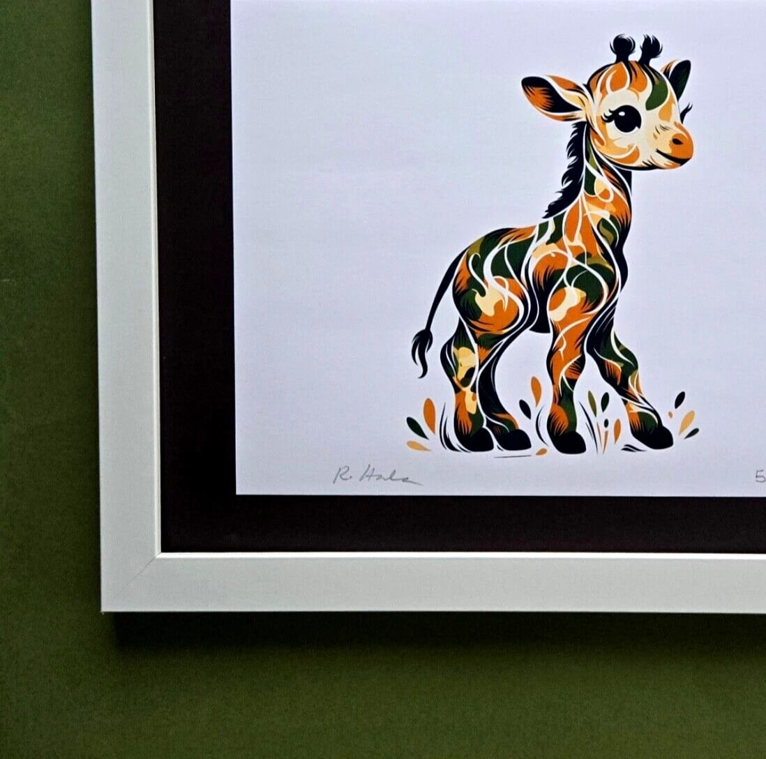 Rabbit Hole " Little Giraffe " Hand Signed Original Print Ready to Hang - 4