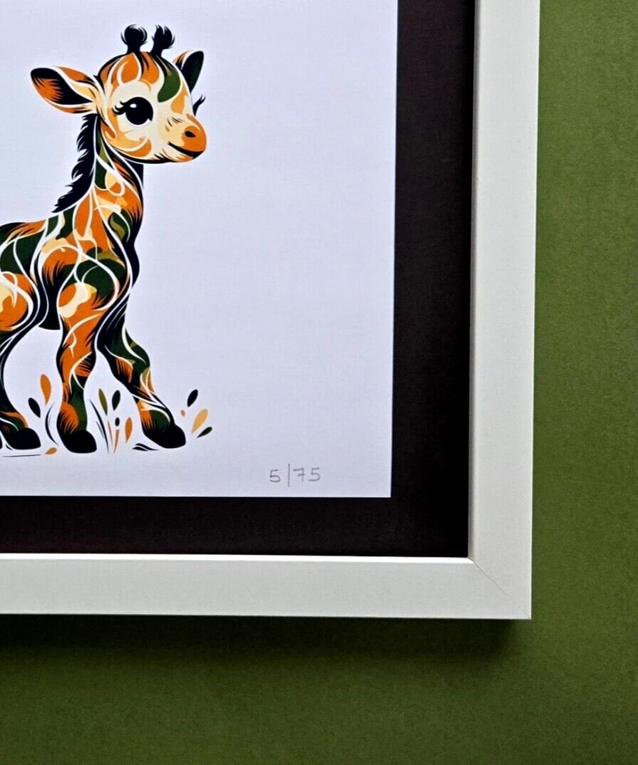Rabbit Hole " Little Giraffe " Hand Signed Original Print Ready to Hang - 6