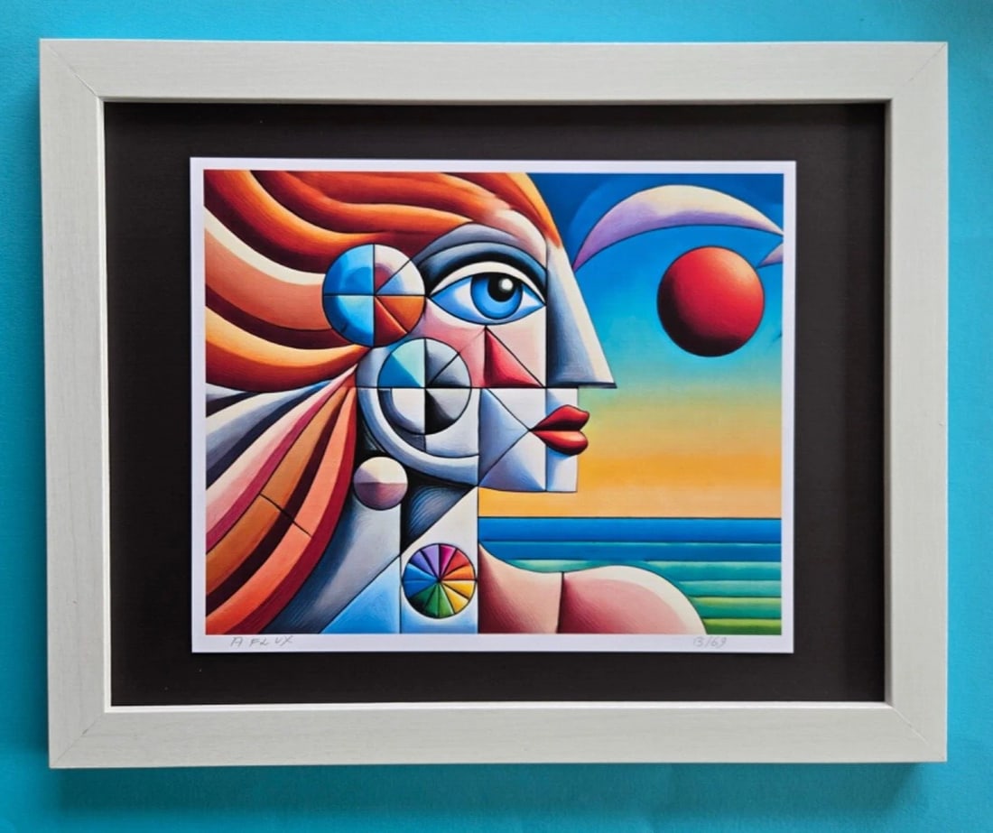 AIDAN FLUX | Hand Signed Authentic Print Framed "LOVE MY BOLD EMOTIONS" COA: This is a one-of-a-kind Hand Signed Authentic Giclee by AIDAN FLUX. From his Series "American Icons" The print is 10x8in., measuring framed 16 inches in height and 12 inches in width, it comes framed