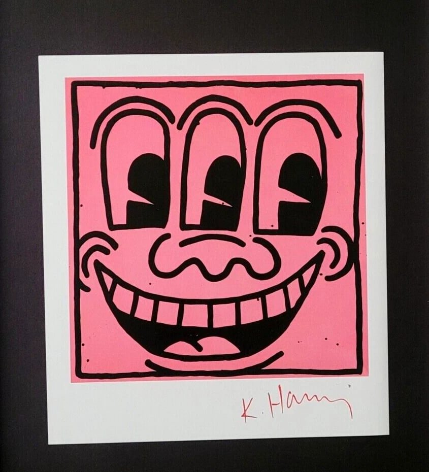 Keith Haring Vintage Signed Print Silver Frame Pop Art Wall Artwork TS - 3