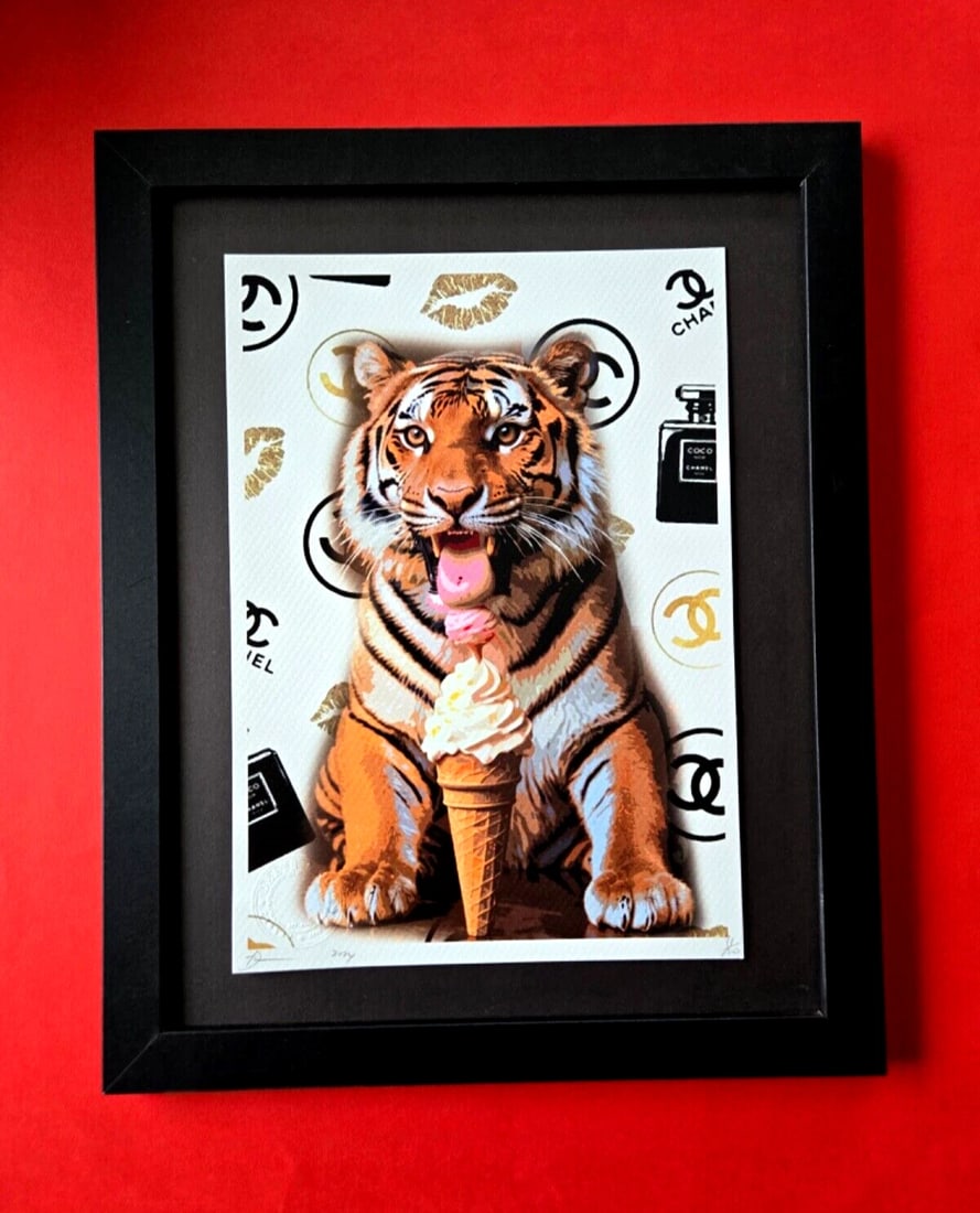 Death NYC Pop Art Print Hand Signed Framed 16X12in LtdEd. My Paris Tiger COA - 2