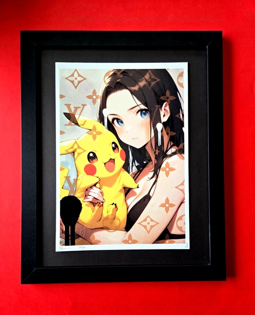 Death NYC Pop Art Print Hand Signed Framed 16X12in LtdEd. Pamper Pikachu COA - 2