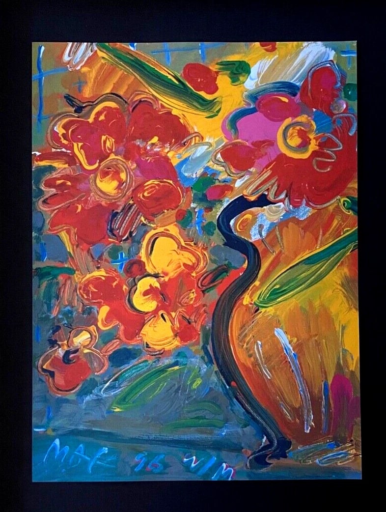 Peter Max | Angel Vintage Print Signed | Framed Large 16x12in. Gold Pop Art - 3