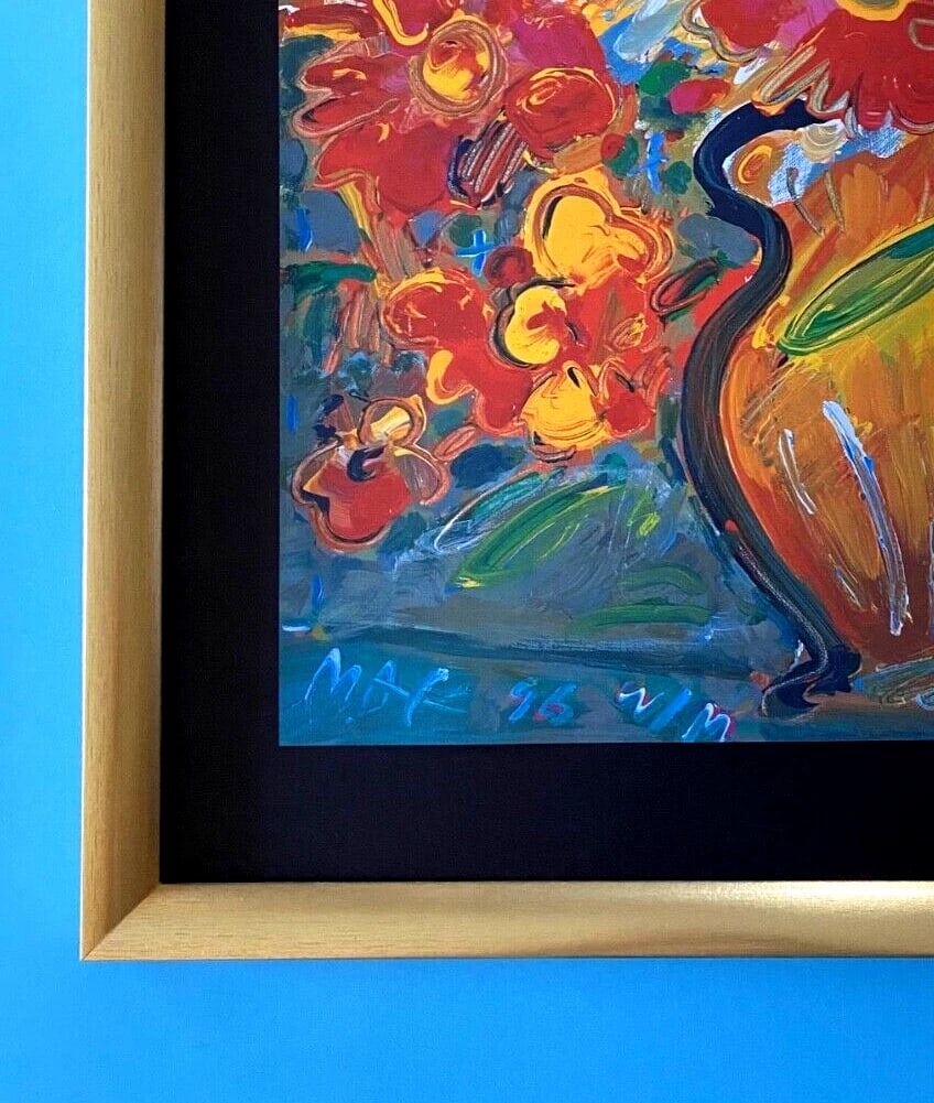 Peter Max | Angel Vintage Print Signed | Framed Large 16x12in. Gold Pop Art - 4