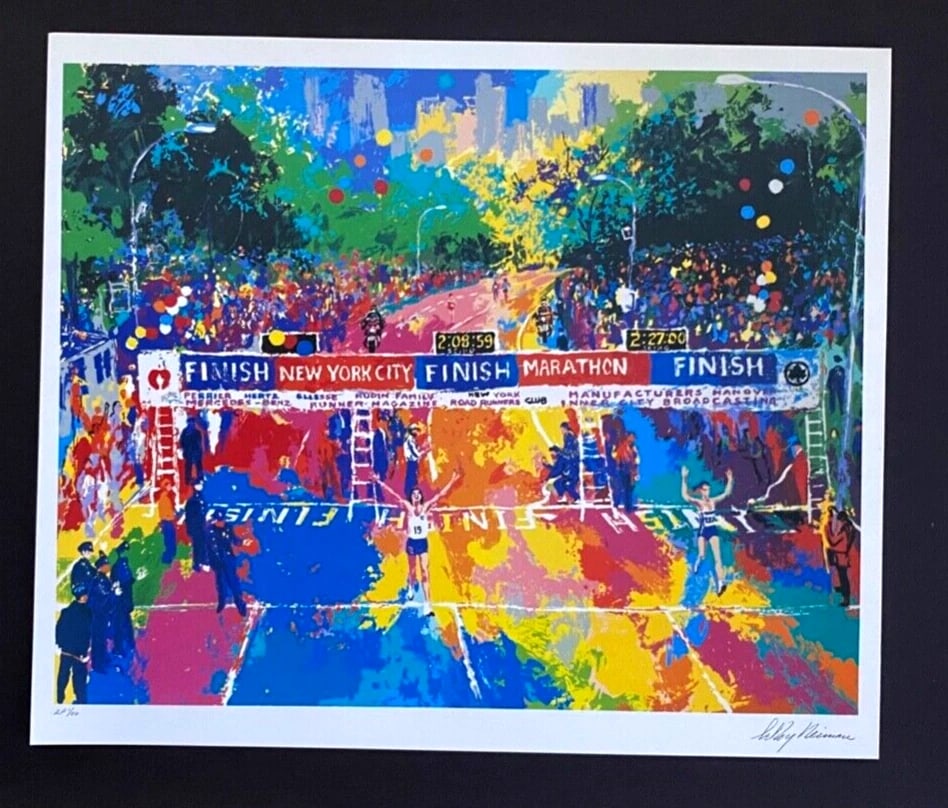 LeRoy Neiman " NY MARATHON " Signed Pop Art Mounted and Framed \ New 11x14 - 3
