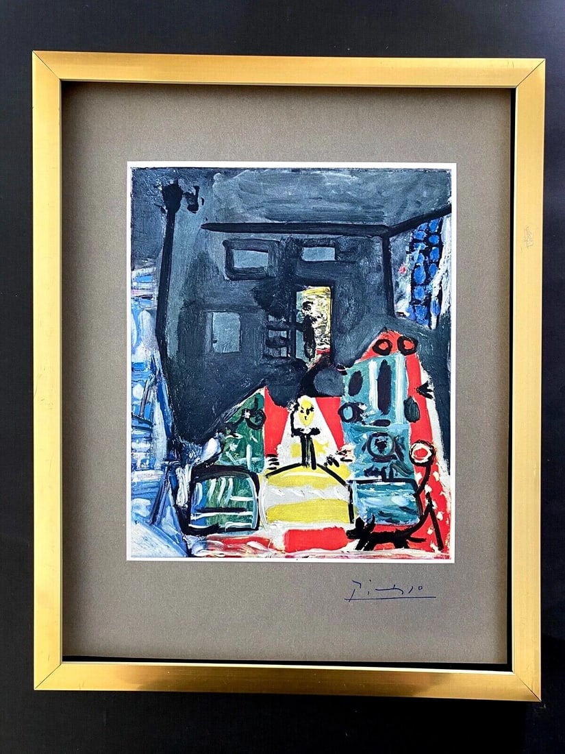 PABLO PICASSO+ ORIGINAL 1969 + SIGNED + HAND TIPPED COLOR PLATE + FRAMED - 2