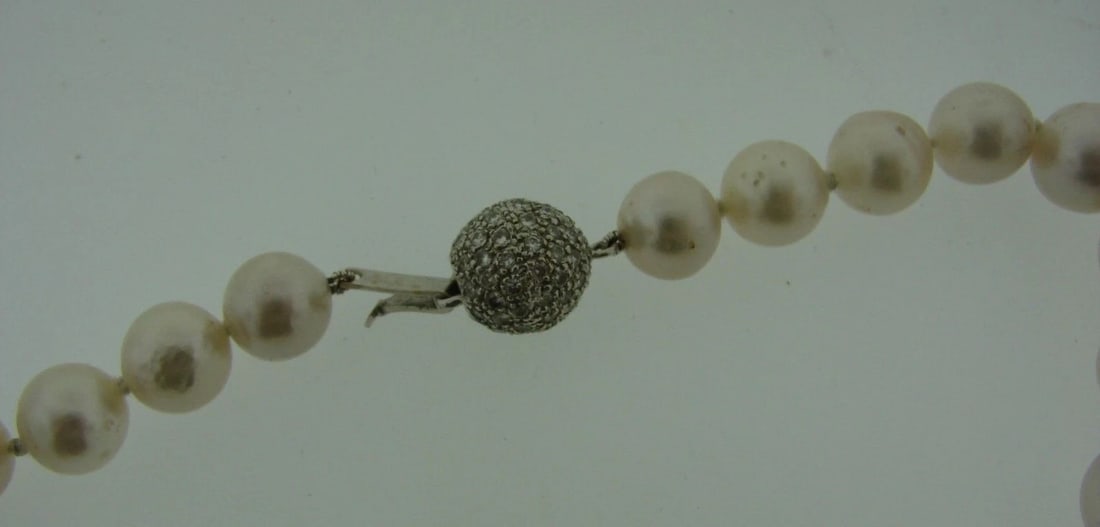 GORGEOUS Modern 14k White Gold, Diamond & South Sea Pearl Strand Necklace - 4