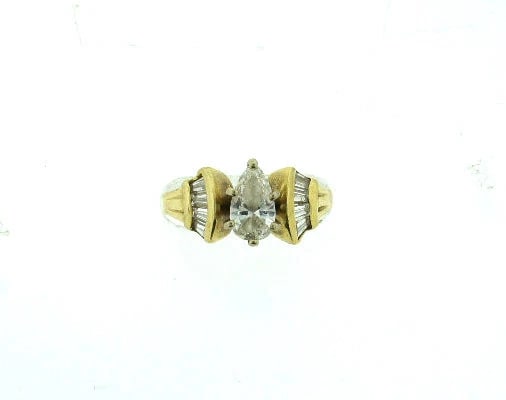 18K YELLOW GOLD PEAR SHAPE DIAMOND VINTAGE C1960 RING - 4