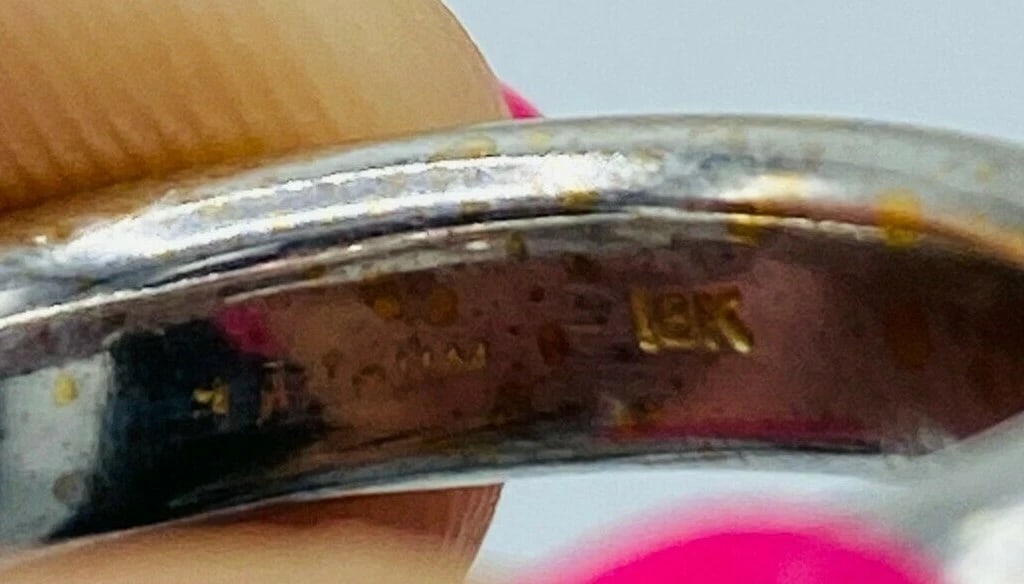 18K Gold PLATINUM DIAMOND THREE STONE RING C.1970 VINTAGE STUNNING - 6