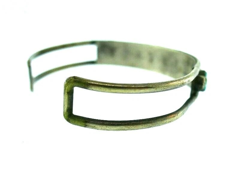 AMERICAN INDIAN Sterling Silver & Turquoise Bangle Bracelet Vintage - 4