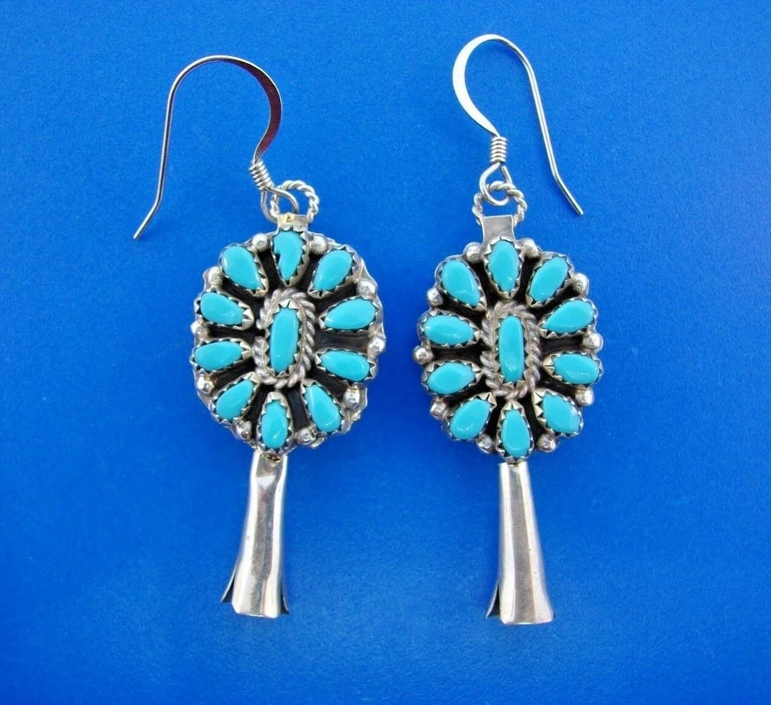 COOL Native American Silver & Multi Color Turquoise Earrings - 2