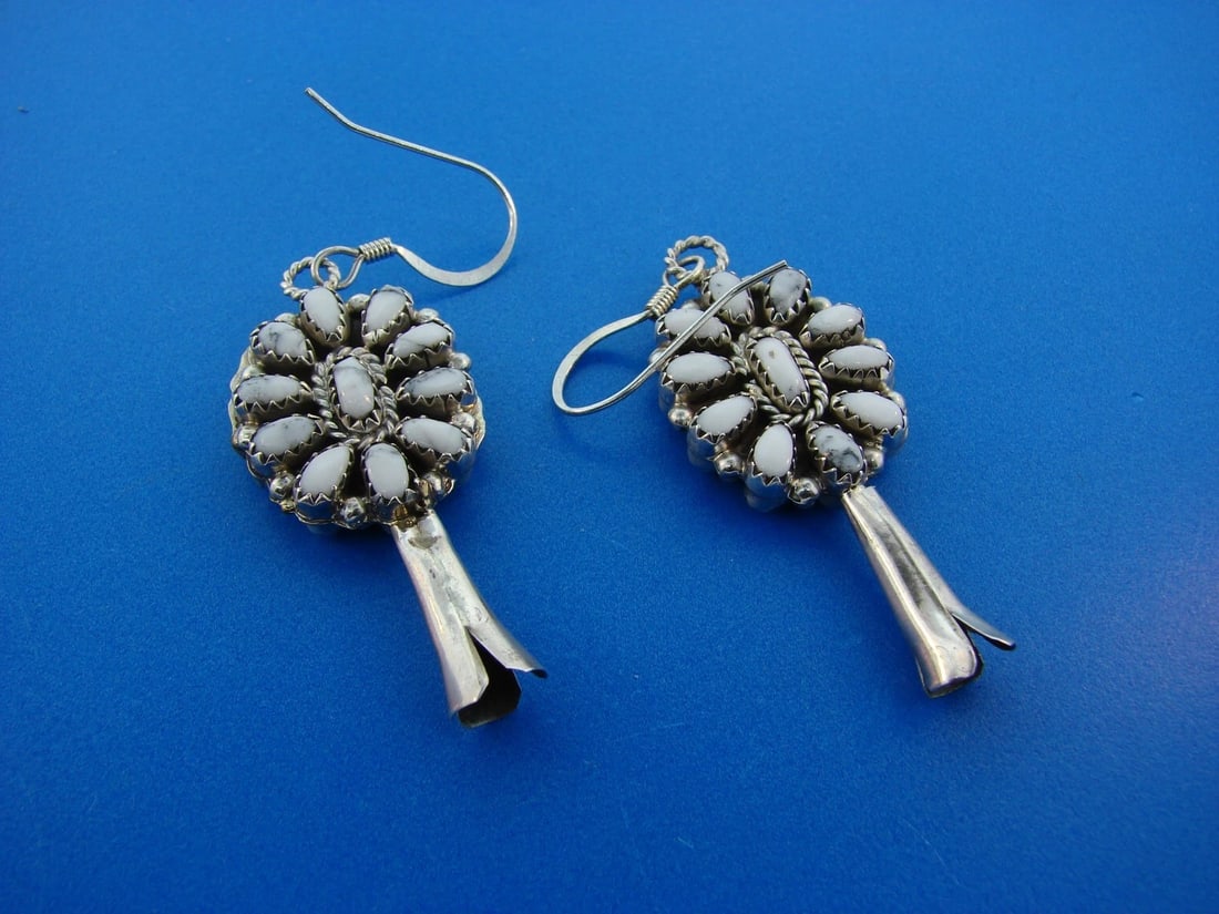 COOL Native American Silver & Multi Color Turquoise Earrings - 4
