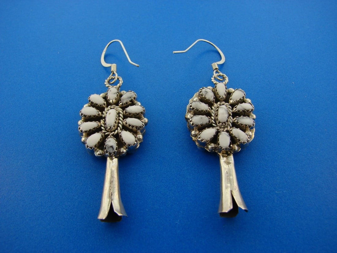 COOL Native American Silver & Multi Color Turquoise Earrings - 5