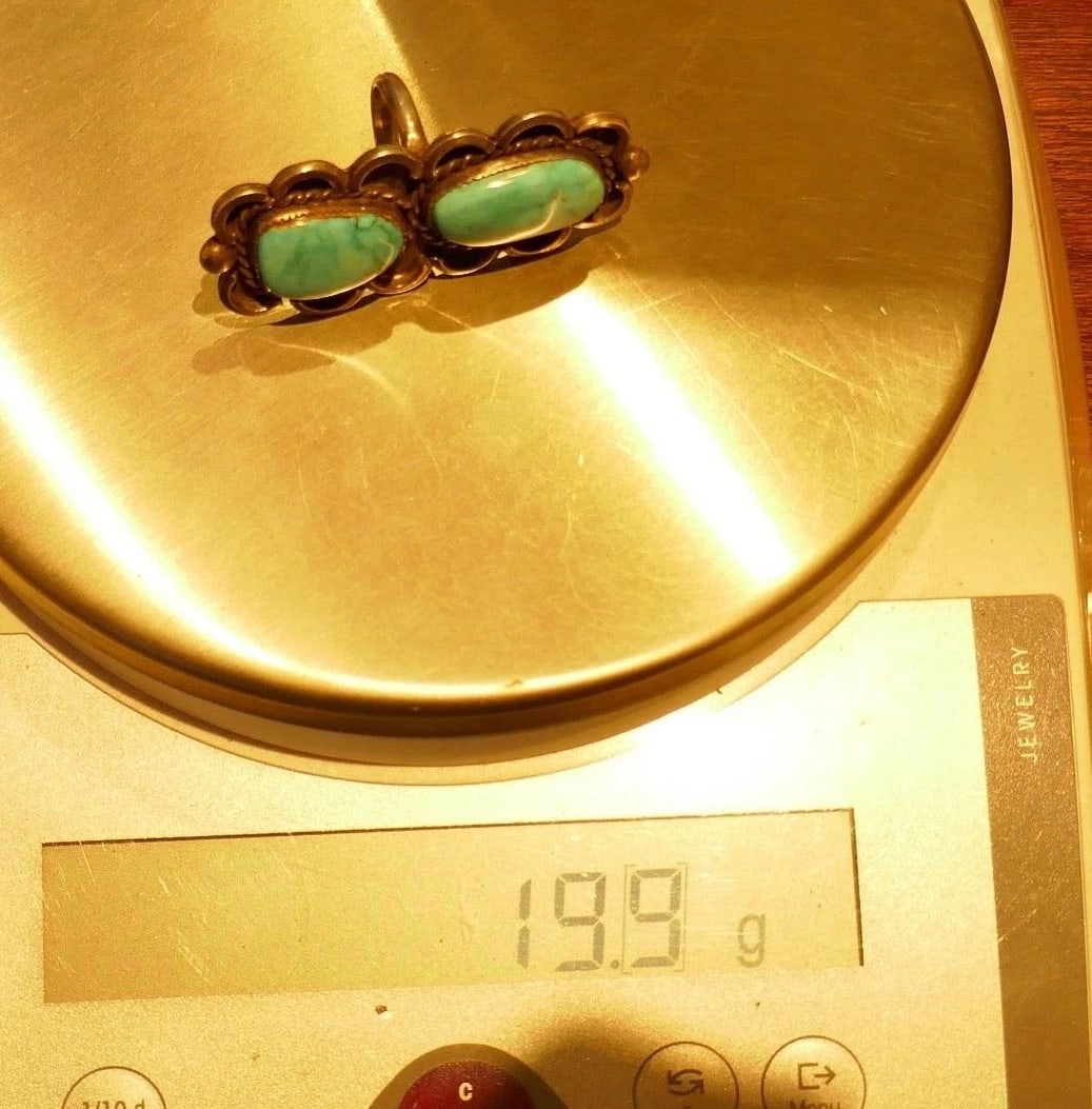 Rectangular Sterling Silver Turquoise Ring - 10