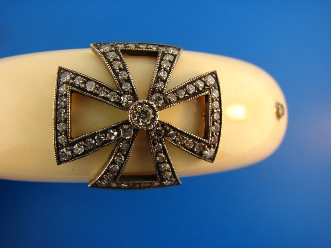 GORGEOUS Maltese Cross Diamond Silver Bangle, c. 1930 - 4