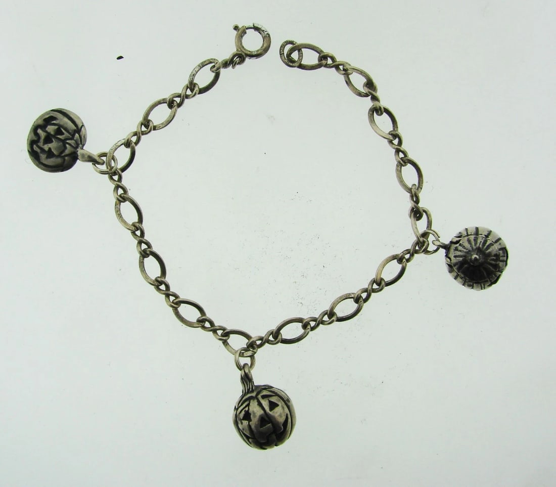 SPOOKY Sterling Silver Halloween Charm Bracelet! - 3