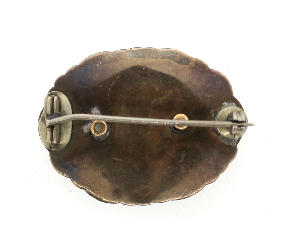 AMAZING Georgian 14k WG, Silver, Rose Cut Diamond & Enamel Brooch Circa 1850! - 3