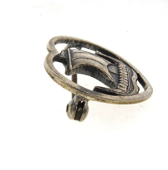 COOL Sterling Silver Denmark Ship Pin Circa 1950! - 4