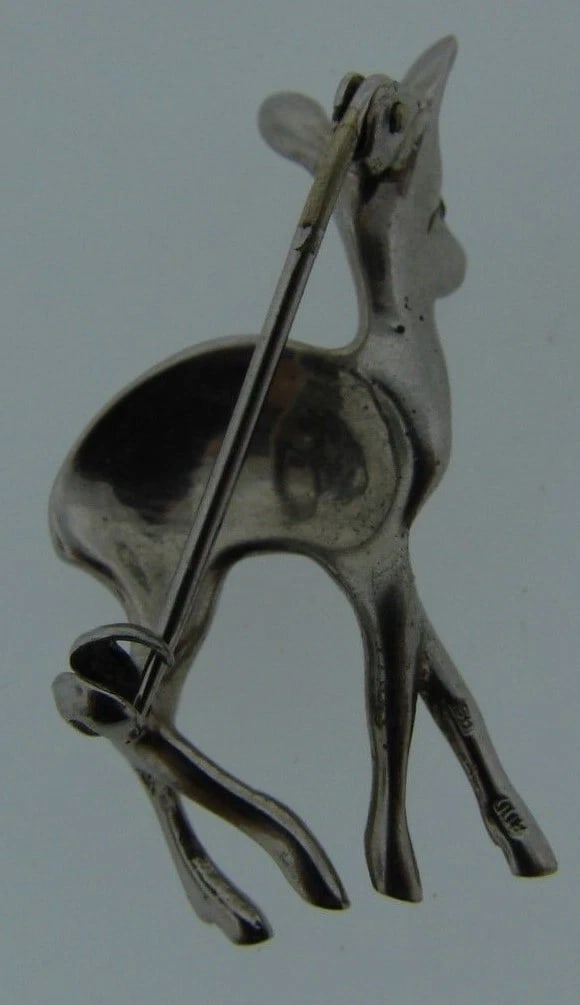 CUTE Silver, Marcasite & Glass Pin Circa 1960s - 3