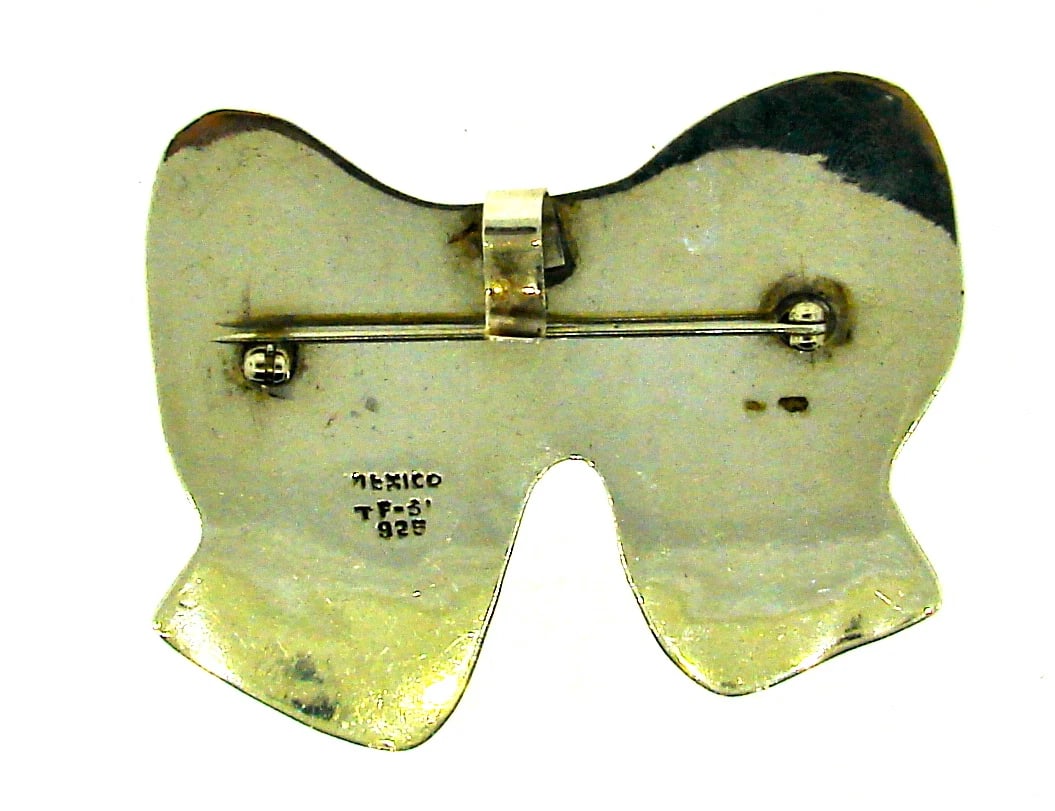CUTE Mexican Silver Bow Pin! - 3