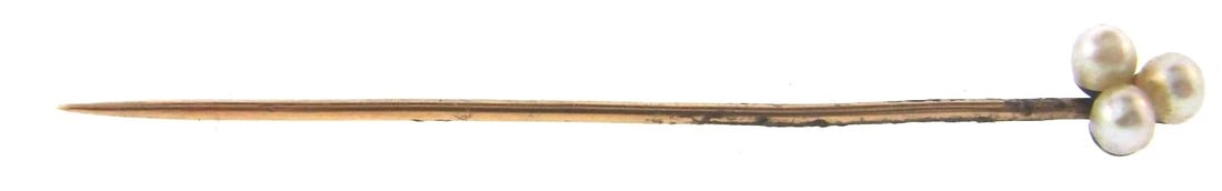GORGEOUS Victorian Pearl & 14k Rose Gold Stick Pin: Title: GORGEOUS Victorian Pearl & 14k Rose Gold Stick Pin Description: DK Pearl & 14k Rose Gold Stick Pin · Wonderful stick pin that is a necessity in your collection.· The weight in total