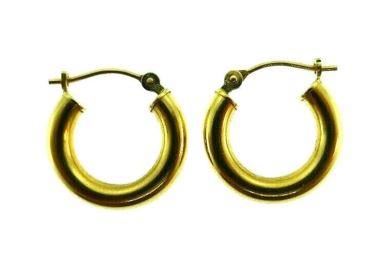 VINTAGE 14k Yellow Gold Hoop Earrings: Title: VINTAGE 14k Yellow Gold Hoop Earrings Description: DK Vintage 14k Yellow Gold Hoop Earrings · This is a must for a collector. The weight is 1.2 grams. The length is 1/2 of an inch. The