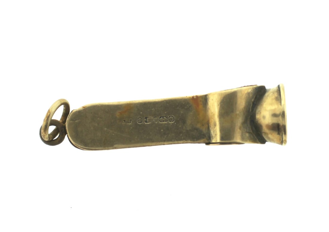 VICTORIAN C.1900 ENGLISH HALLMARKS 9K YELLOW GOLD CIGAR CUTTER PENDANT ANTIQUE - 3