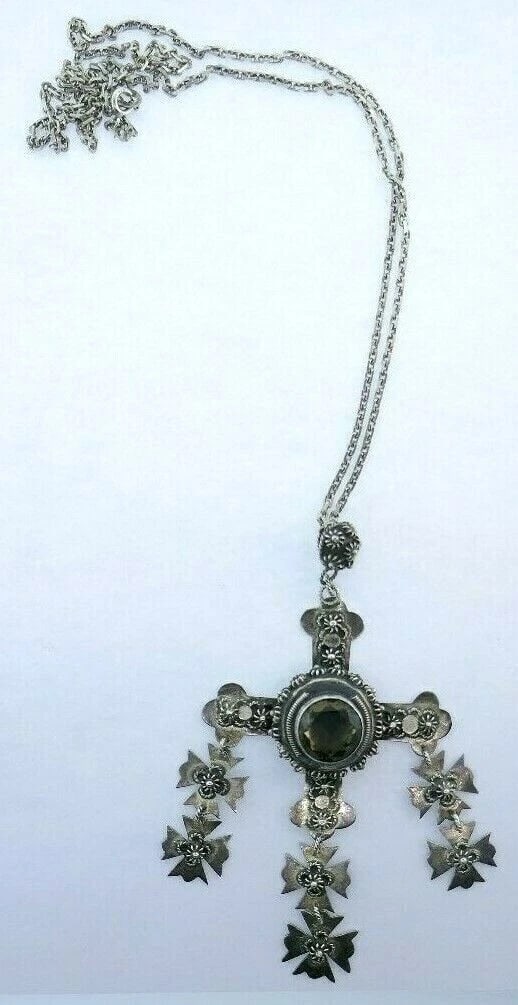 MEXICO TR-10 925 Silver & Topaz Necklace Vintage - 6