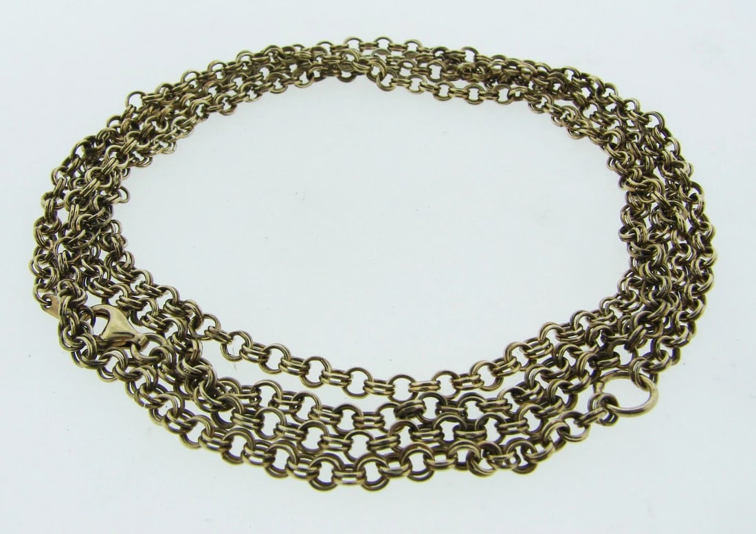 FUN Silver Chain with Gold Wash Necklace Circa 1960s!: Title: FUN Silver Chain with Gold Wash Necklace Circa 1960s! Description: Fine Jewelry, Arts & AntiquesPurveyors and Purchasers ofAntique and Estate Pieces, DK Silver Chain with Gold Wash Necklace