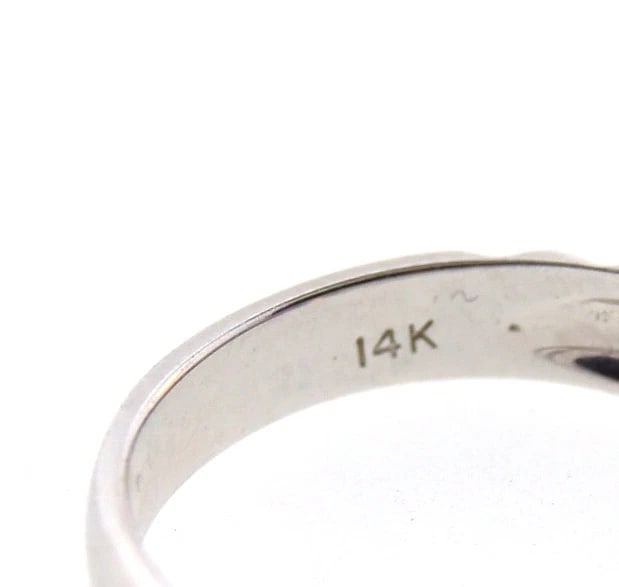 CUTE 14k White Gold, Diamond & Pink Sapphire Ring Circa 1990! - 7