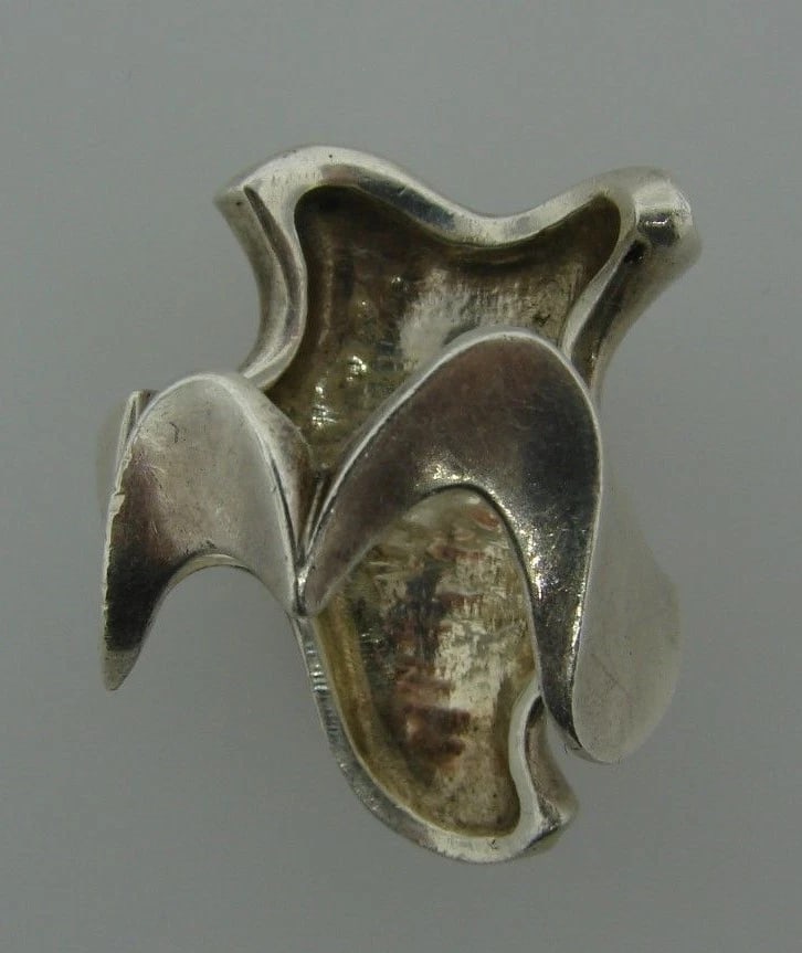 GROOVY Sterling Silver Geometrical Ring Signed SB - 3
