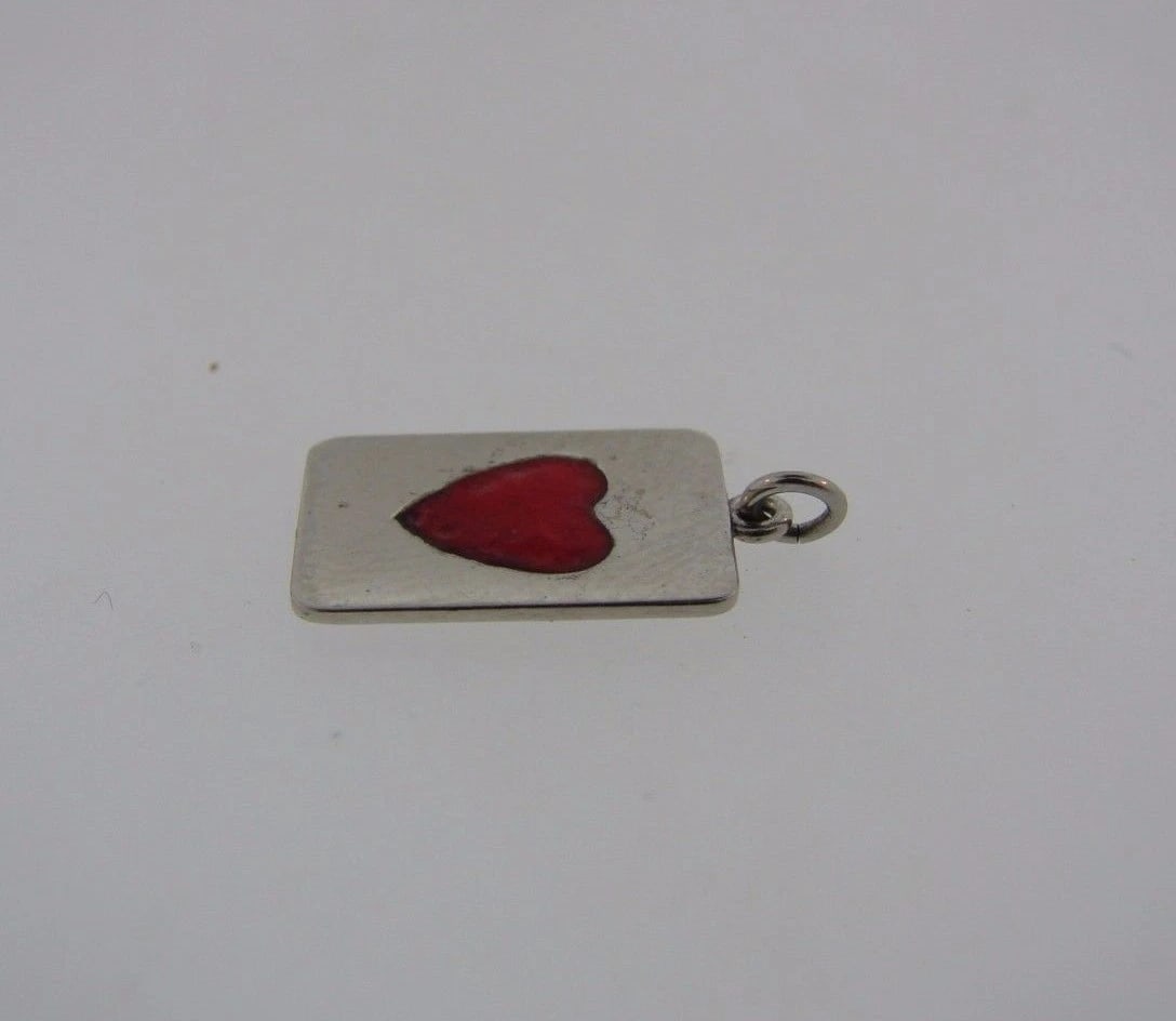 COOL Art Deco Platinum & Enamel Deck of Cards Charm Circa 1920s - 3