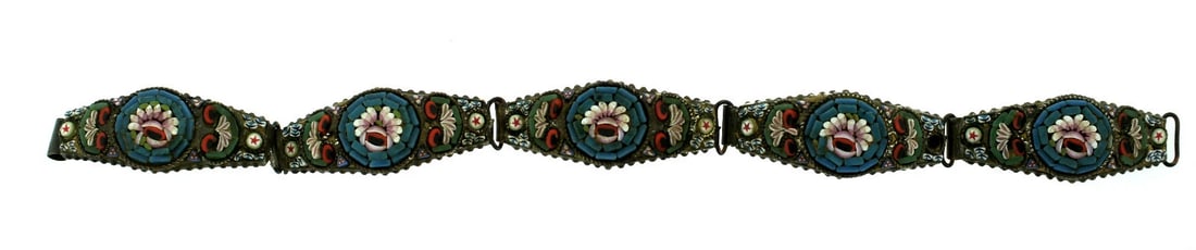 UNIQUE C.1940 ITALY MOSAIC BRACELET BRONZE STUNNING RETRO VINTAGE - 3