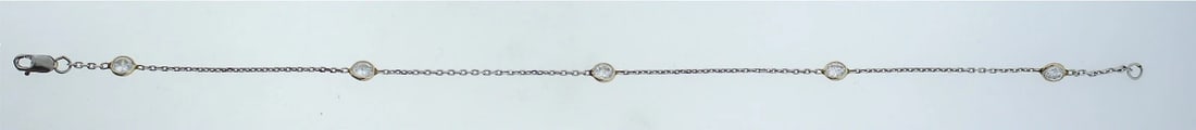 14K WHITE GOLD WHITE SAPPHIRE BRACELET C.1980 0.50CTS LINK CHAIN - 4