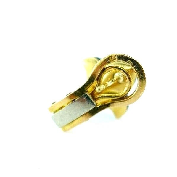 FRENCH 18k Yellow Gold & Onyx Fleur De Lis Motif Earrings Vintage - 3