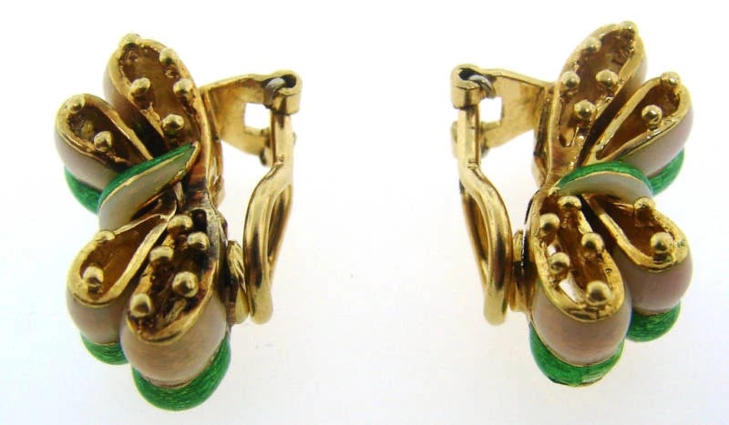 ADORABLE Tiffany&Co. Enamel and 18k Gold Bow Earrings - 5