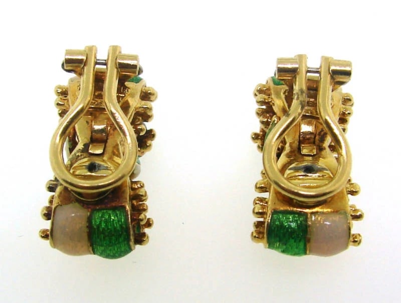 ADORABLE Tiffany&Co. Enamel and 18k Gold Bow Earrings - 6