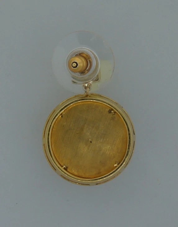 Chic MOONSTONE 1.68 cts DIAMOND YELLOW GOLD DANGLE DROP HANGING EARRINGS - 8